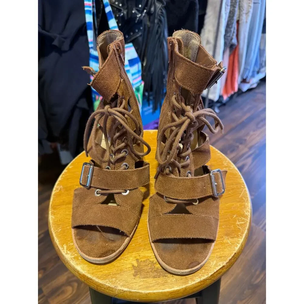 Steve Madden Jackson Heeled Lace Up Sandals Size 8